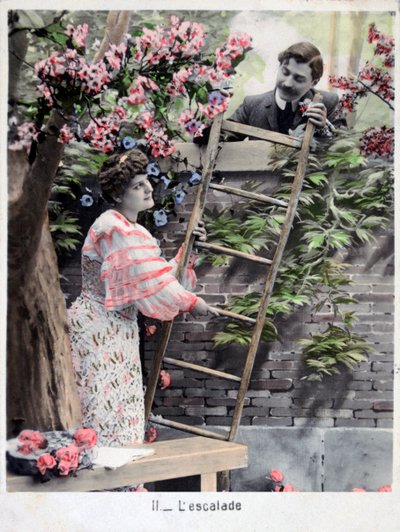 Het klimmen, vintage Franse ansichtkaart, ca. 1900 door Unbekannt