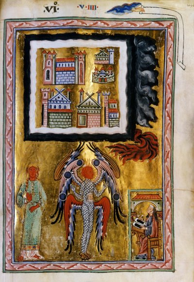 De voltooiing van de kosmosvisie uit Liber Divinorum Operum, ca. 1220-1230 door Unbekannt