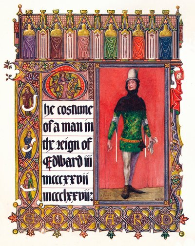 Het Kostuum van een man in het bewind van Edward III, ca. 1353 door Unbekannt