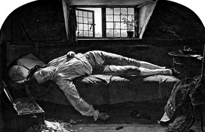 De dood van Chatterton, 1856 door Unbekannt