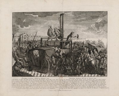 De executie van Lodewijk XVI op de Place de la Revolution op 21 januari 1793, ca. 1793 door Unbekannt