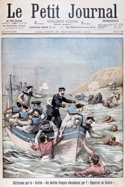 De Franse Linois-klasse kruiser Galilee redt Franse zeelieden, 1903 door Unbekannt