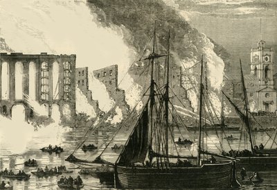 De grote brand bij Cottons Wharf, Tooley Street door Unbekannt