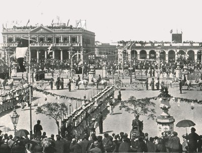 Het Grote Plein op een feestdag, Montevideo, Uruguay door Unbekannt