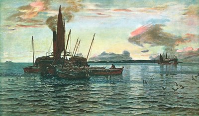 De haringmarkt op zee bij Loch Fyne, Argyll, 1884, ca. 1902 door Unbekannt