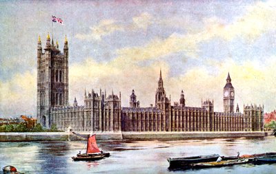 Het Parlement vanuit Lambeth Palace, Westminster, Londen, ca. 1905 door Unbekannt