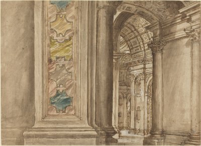 Het interieur van de Sint-Pietersbasiliek, Rome door Unbekannt