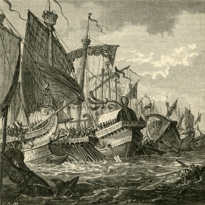 De Zeeslag bij Kaap Pelorus, 1890 door Unbekannt