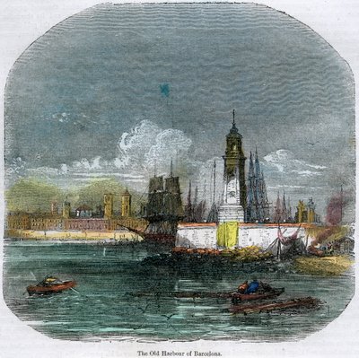 De Oude Haven van Barcelona, Catalonië, Spanje, ca. 1880 door Unbekannt