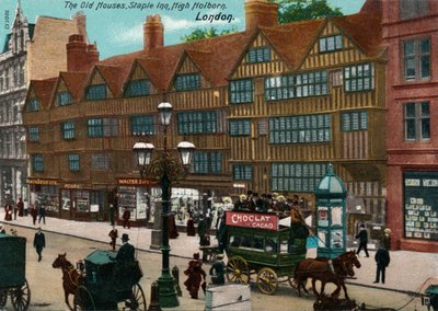De oude huizen, Staple Inn, High Holborn, Londen, 1905 door Unbekannt