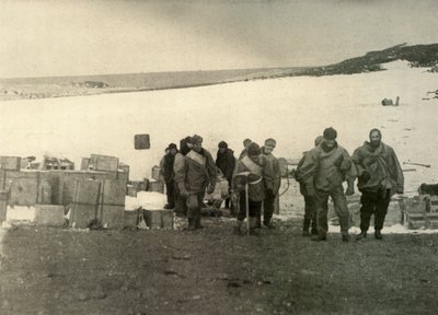 De partij die de berg Erebus beklom en de hut verliet, 1908, 1909 door Unbekannt