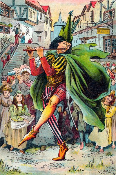De rattenvanger die de kinderen van Hamelen wegleidt, ca. 1899 door Unbekannt