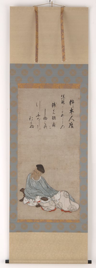 De dichter Kakinomoto no Hitomaro, Muromachi- of Momoyama-periode, 16e eeuw door Unbekannt