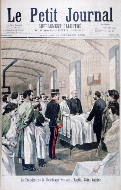 De President van de Republiek, Felix Faure, bezoekt het Saint-Antoine Ziekenhuis, Parijs, 1895 door Unbekannt