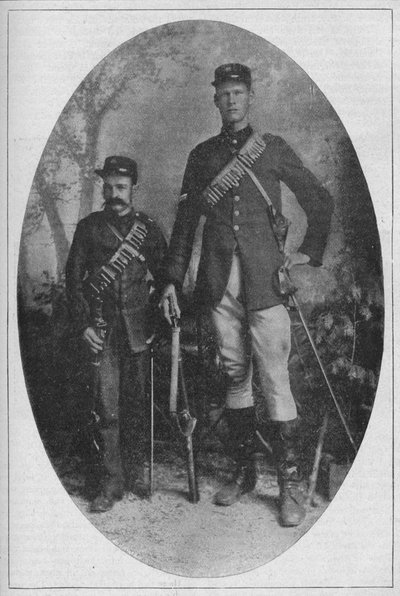 De kleinste man en de grootste man in het Boerenleger, 1902 door Unbekannt
