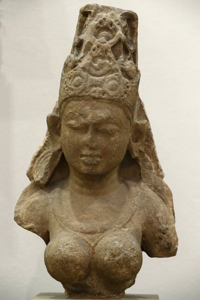 Het Victoria en Albert Museum. Yogini. 800-900. Pratihara periode. Zandsteen. Centraal-India (Madhya Pradesh). Verenigd Koninkrijk door Unbekannt