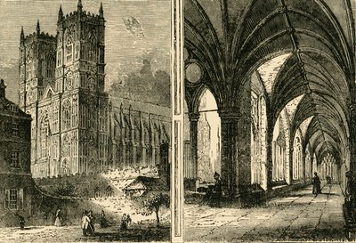 De westelijke torens en kloosters van Westminster Abbey door Unbekannt