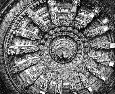 Het plafond van een Jaina heiligdom in Mount Abu, Rajasthan, India, 1895 door Unbekannt