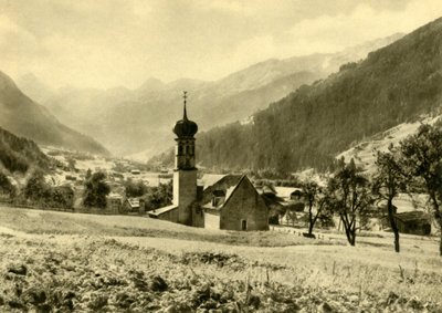 De kerk van Sankt Nikolaus in Gortipohl, Oostenrijk, ca. 1935 door Unbekannt