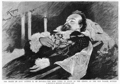 De dood van koning Ludwig II van Beieren door Unbekannt