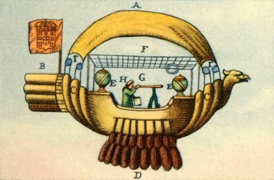 Het vliegende schip van Bartolomeu de Gusmao, ca. 1709 1932 door Unbekannt