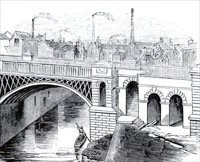 De ijzeren brug over de Irwell-rivier door Unbekannt