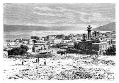 Het meer en de stad Tiberias, Israël, 1895 door Unbekannt