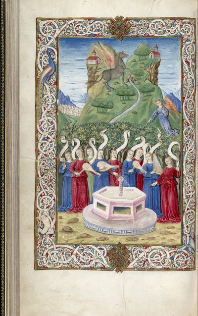 De negen Muzen met Pegasus en de berg Helicon Uit Argumentum door Guarinus Veronensis, 1485-1499 door Unbekannt