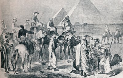 Het koninklijke gezelschap verlaat het kampement in Gizeh, Egypte door Unbekannt