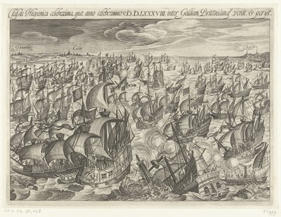Het zinken van de Spaanse Armada in 1588, 1601 door Unbekannt