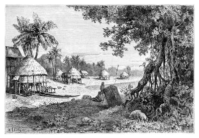 Het dorp Sawi, Car-Nicobar, Nicobar-eilanden, India door Unbekannt