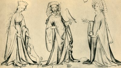 Drie jonge vrouwen, c1400, 1943 door Unbekannt