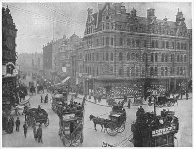 Hoek van Tottenham Court Road, Londen, ca. 1903 door Unbekannt