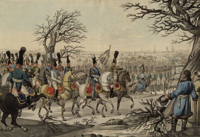 Tsaar Alexander I en koning Frederik Willem III voor de troepen, ca. 1813 door Unbekannt