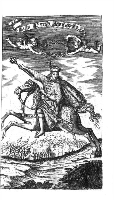 Tsaar Peter I Alexeyevich uit Georg Adam Schleissing Derer beyden Czaaren in Reussland Iwan und Peter Alexewiz, 1693 door Unbekannt