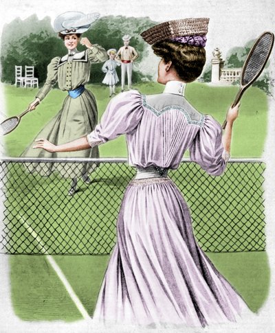 Twee lawn tennis kostuums voor oktober, 1905 door Unbekannt