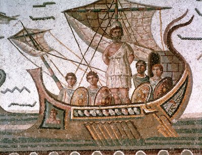 Ulysses en de sirenen, Romeins mozaïek, 3e eeuw na Christus door Unbekannt