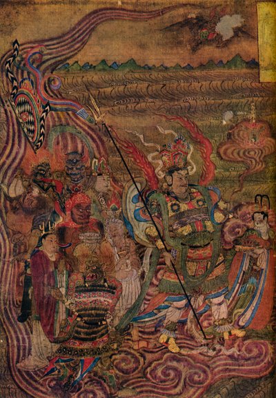 Vaishravana reist over de golven, uit de Grotten van de Duizend Boeddha