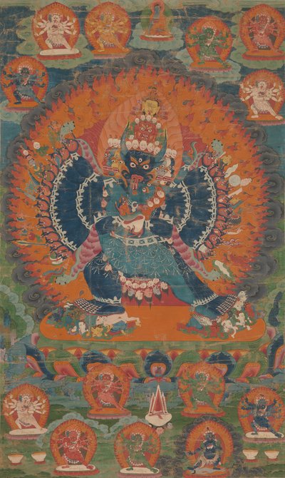 Vajrabhairava met Zijn Gemalin Vajravetali, 18e eeuw door Unbekannt