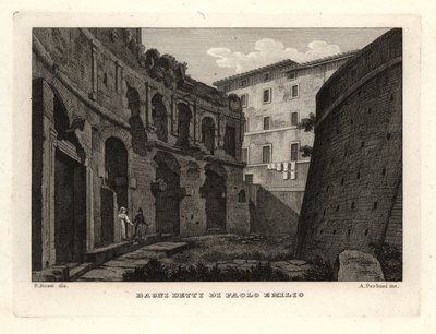 Uitzicht op de Baden van Paolo Emilio bij het Forum van Trajanus, Bagni Detti di Paolo Emilio door Unbekannt
