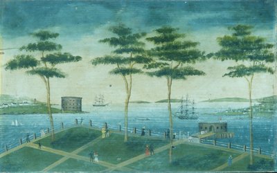 Gezicht op de Battery, New York, 1800-1850 door Unbekannt