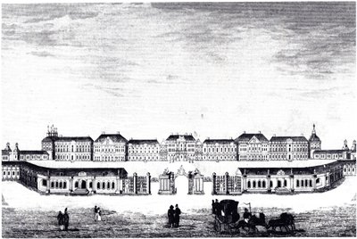 Uitzicht op het Catharinapaleis in Tsarskoye Selo, ca. 1840 door Unbekannt