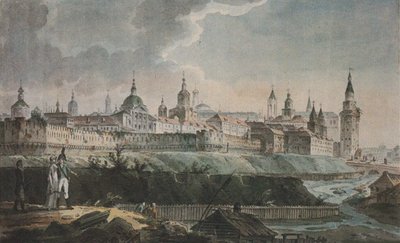 Uitzicht op de Kitay-gorod vanaf de Ruïnes van de Kanonnenwasserij, Begin 19e eeuw door Unbekannt