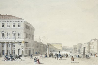 Uitzicht op de Moika-kade vanaf de Politiebrug, 1839 door Unbekannt