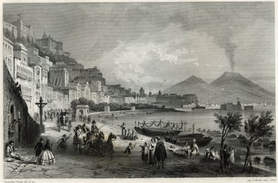 Zicht op de haven en de stad Napels in de 19e eeuw, in het boek over de Middellandse Zee door Louis Enault (1824-1900), Franse journalist en reiziger. door Unbekannt