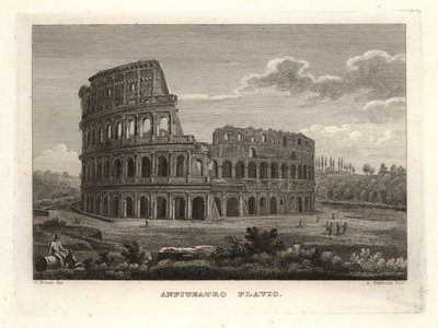 Uitzicht op de ruïnes van het Flavische Amfitheater, Anfiteatro Flavio, Rome door Unbekannt