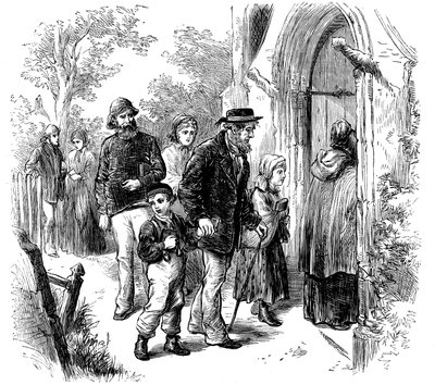 Dorpelingen gaan op zondag naar de kerk, Londen, 1872 door Unbekannt