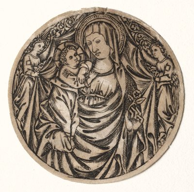 Maagd en kind met twee engelen, 1400s door Unbekannt