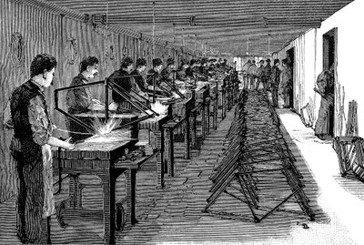 Lassen van fietsframes in een Amerikaanse fabriek, 1900 door Unbekannt