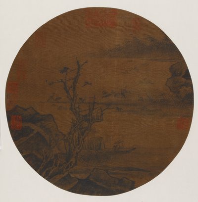 Wilde Ganzen Dalen Neer op een Zandbank, Mogelijk Ming-dynastie, 1368-1644 door Unbekannt
